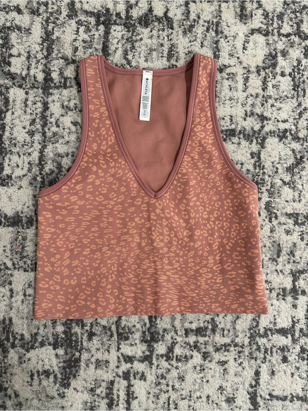 Athleta V-Neck Cropped Tank Top - Dusty Rose with Peach Speckle